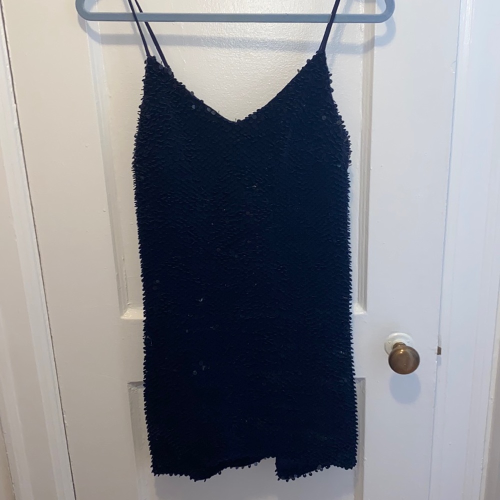 navy velvet sequin dress - sz s